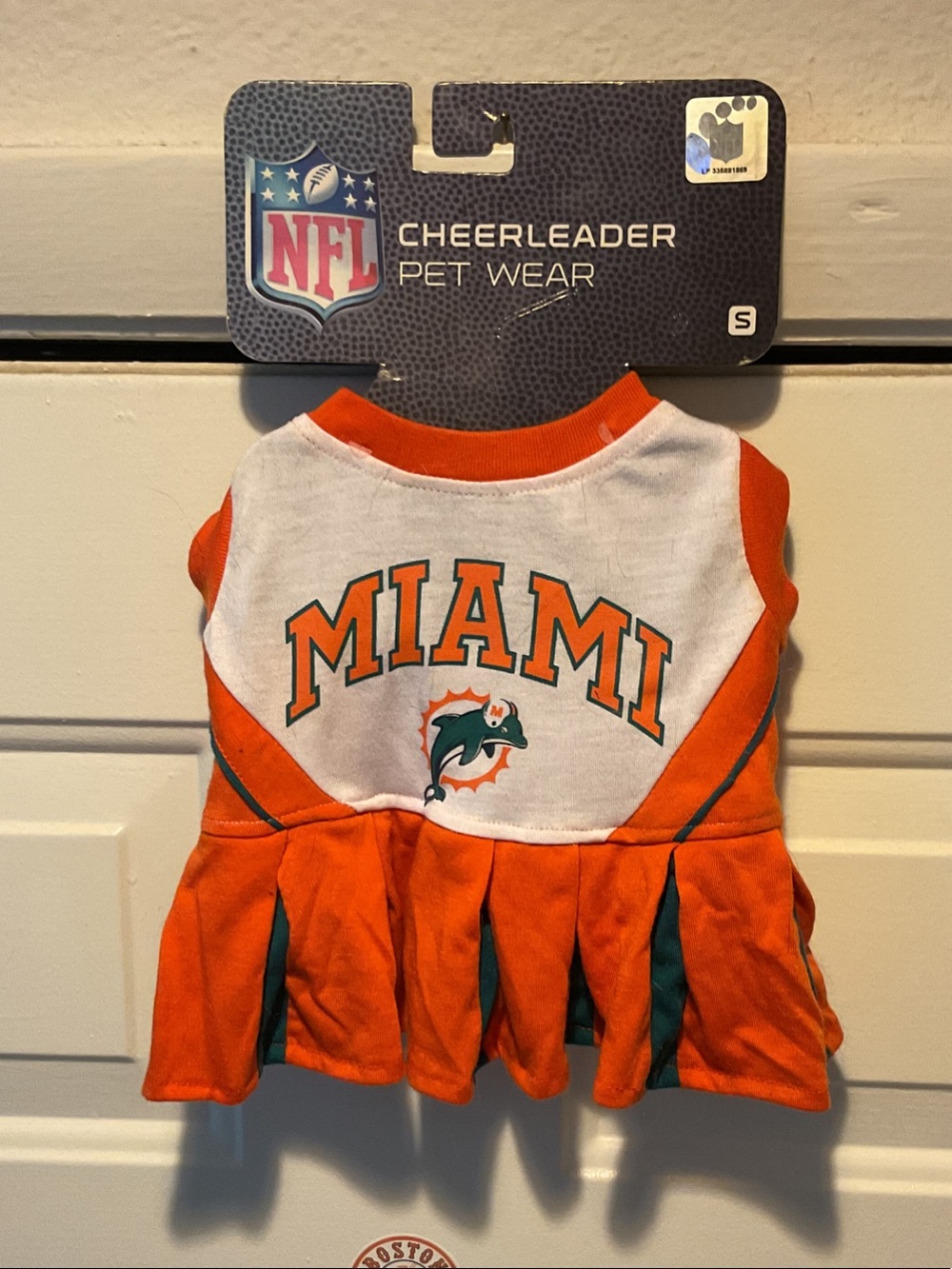 NFL Miami Dolphins Orange and White Cheerleader Pet Dress Size Small 8”-12”
